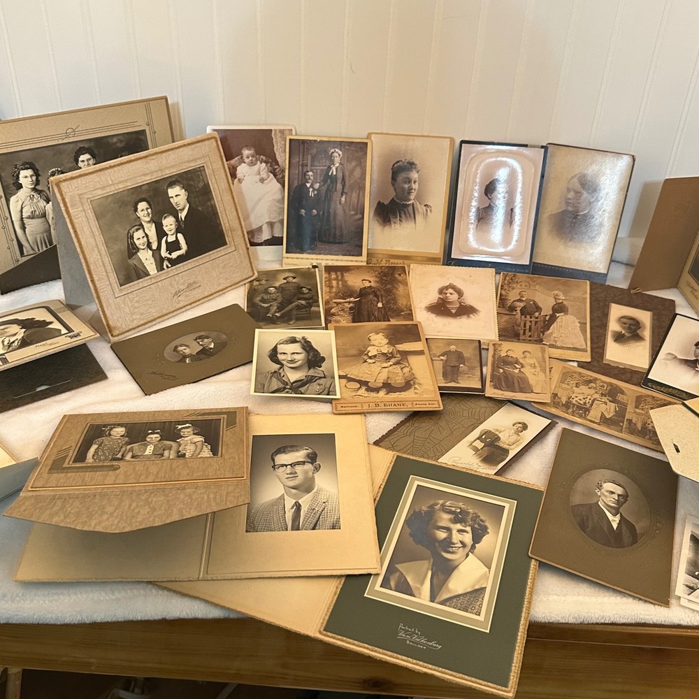 Vintage Antique Photograph Lot Cabinet Cards Portraits WWI Military Mixed Size